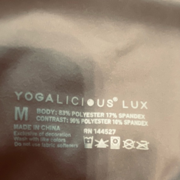 YOGALICIOUS LUX High Rise Waistband Leggings Size M Taupe Color - Picture 4 of 4